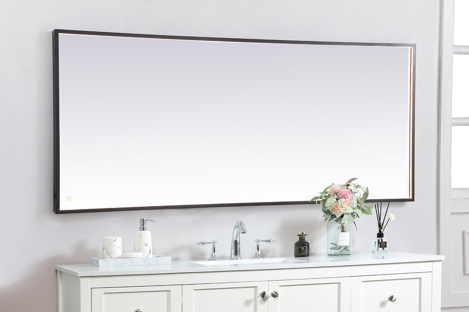 Elegant Wall Mirror - Black, D 72", H 30" (MRE63072BK)