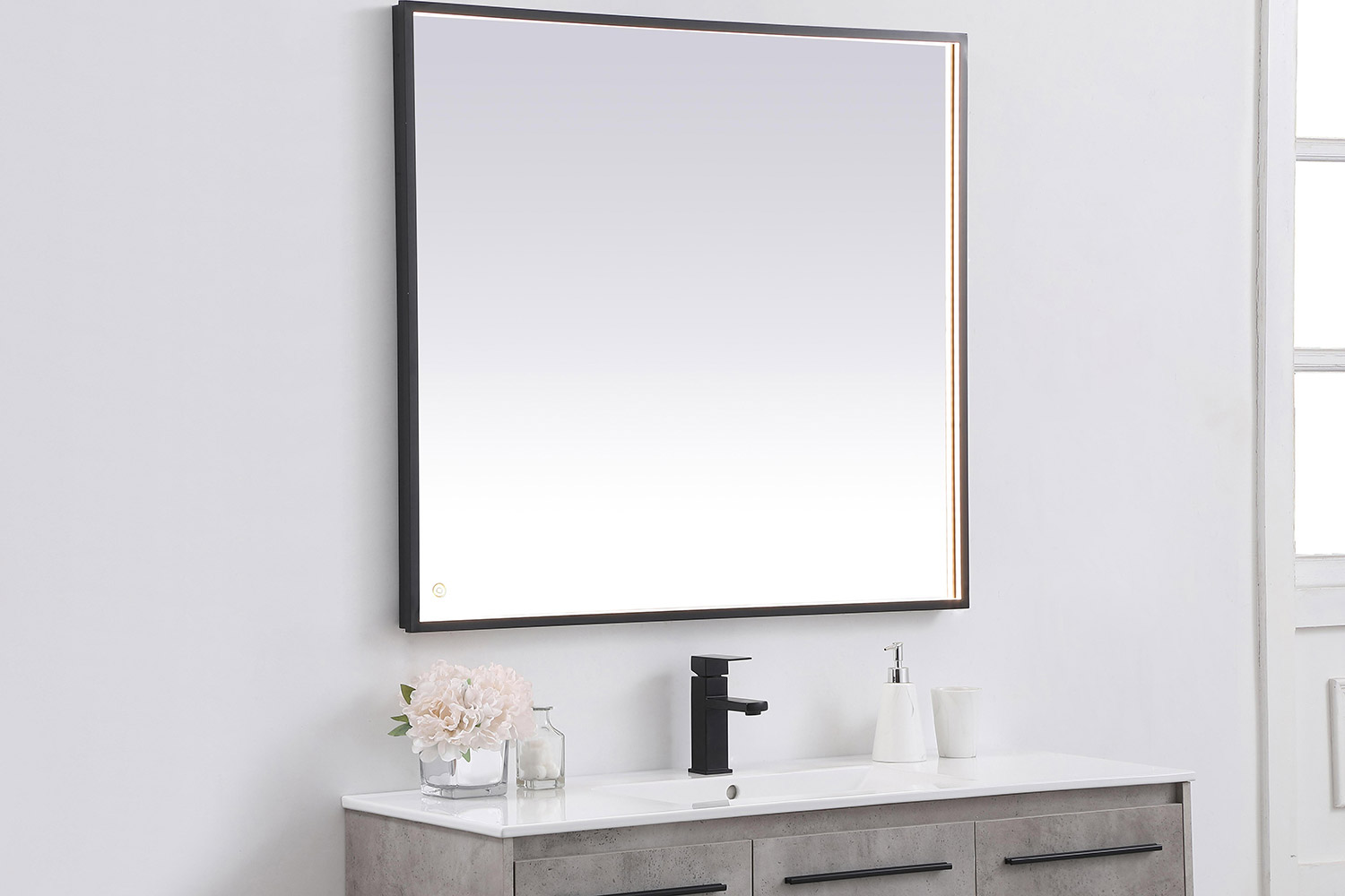 Elegant Wall Mirror - Black, D 40", H 36" (MRE63640BK)