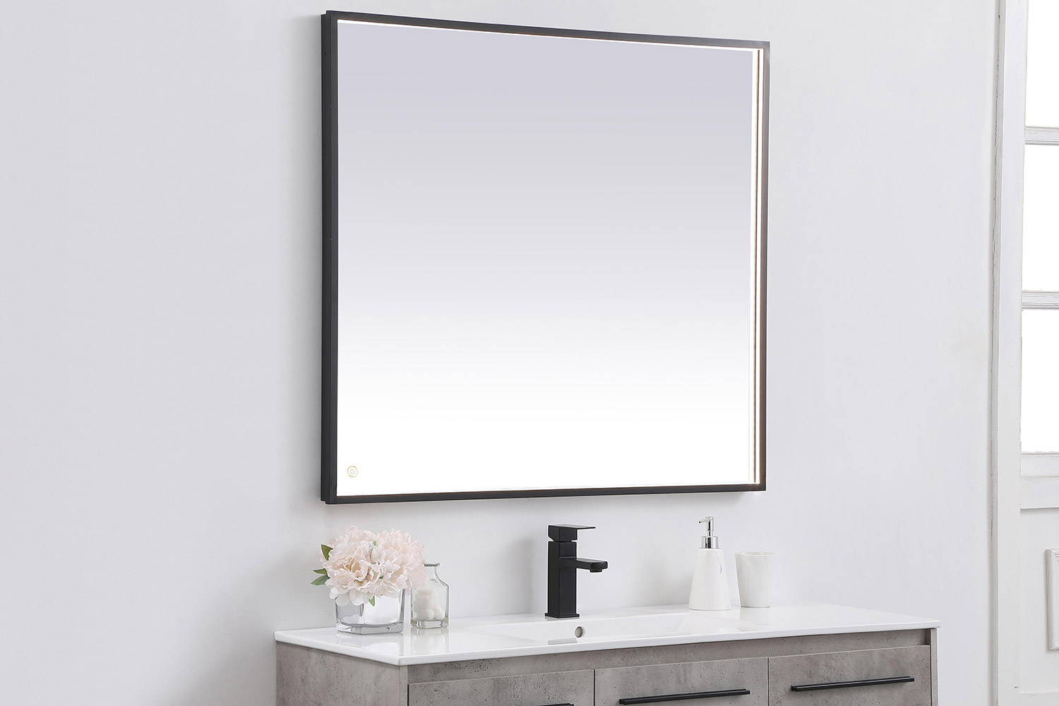 Elegant Wall Mirror - Black, D 40", H 36" (MRE63640BK)