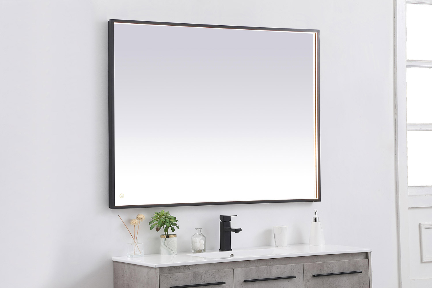 Elegant Wall Mirror - Black, D 48", H 36" (MRE63648BK)