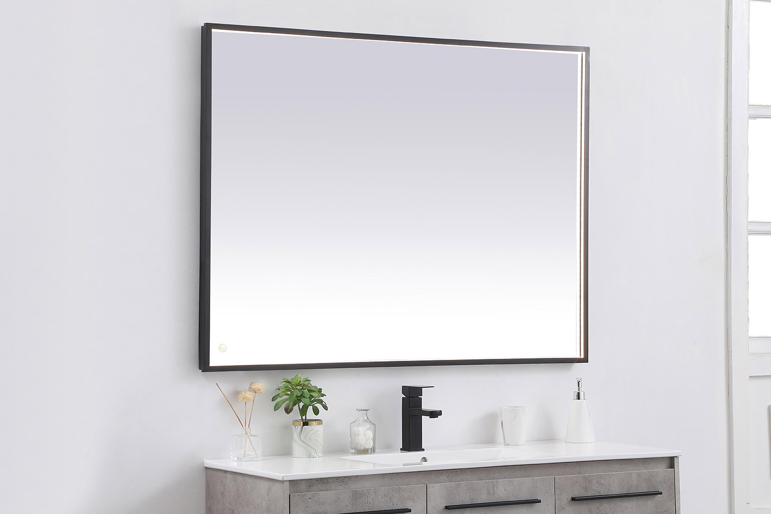 Elegant Wall Mirror - Black, D 48", H 36" (MRE63648BK)