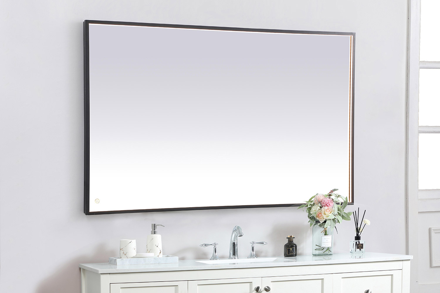 Elegant Wall Mirror - Black, D 60", H 36" (MRE63660BK)