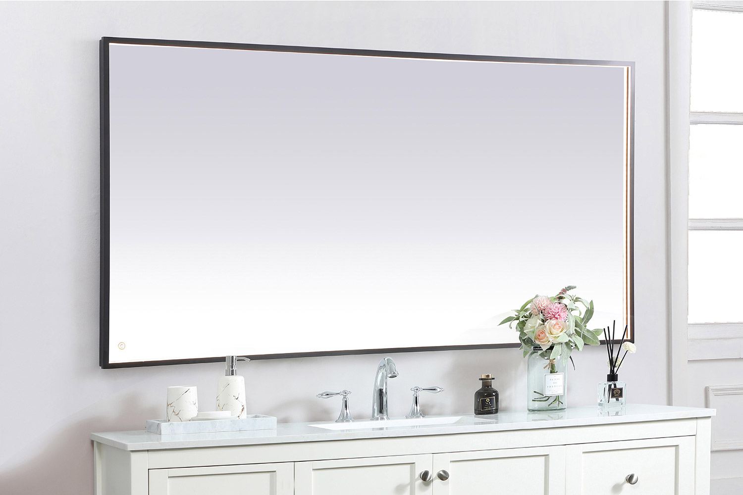 Elegant Wall Mirror - Black, D 72", H 36" (MRE63672BK)