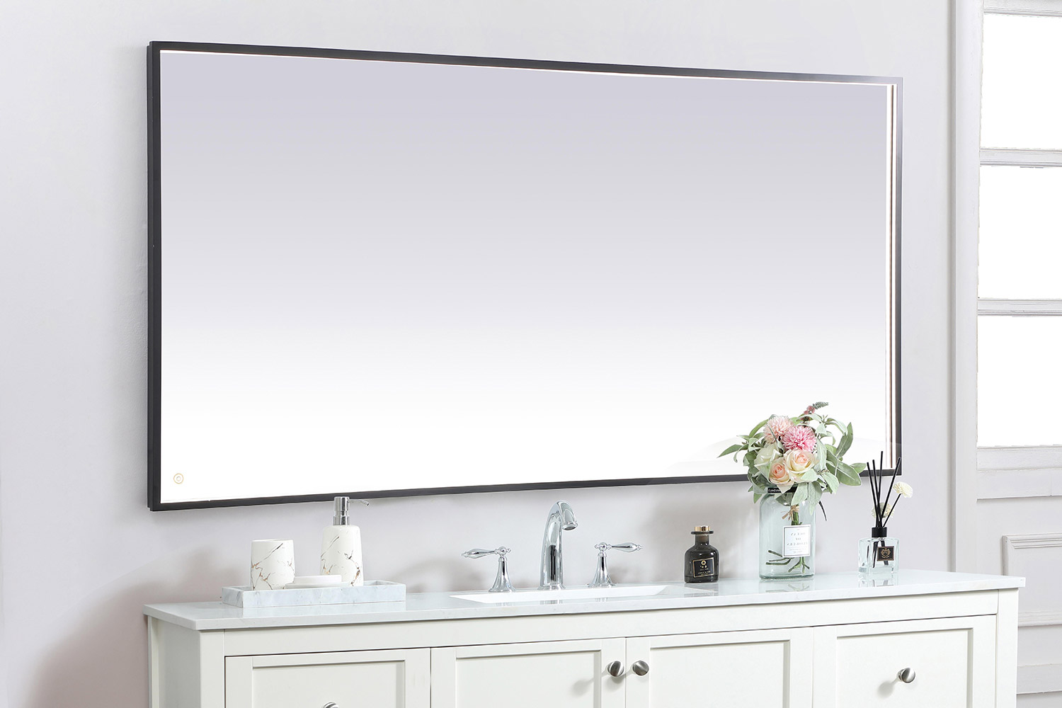 Elegant Wall Mirror - Black, D 72", H 36" (MRE63672BK)