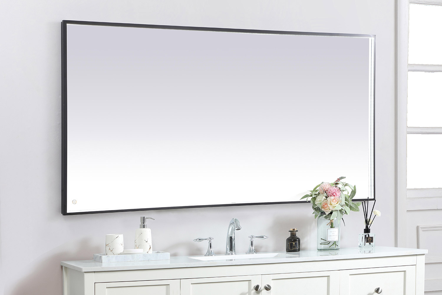 Elegant Wall Mirror - Black, D 72", H 36" (MRE63672BK)