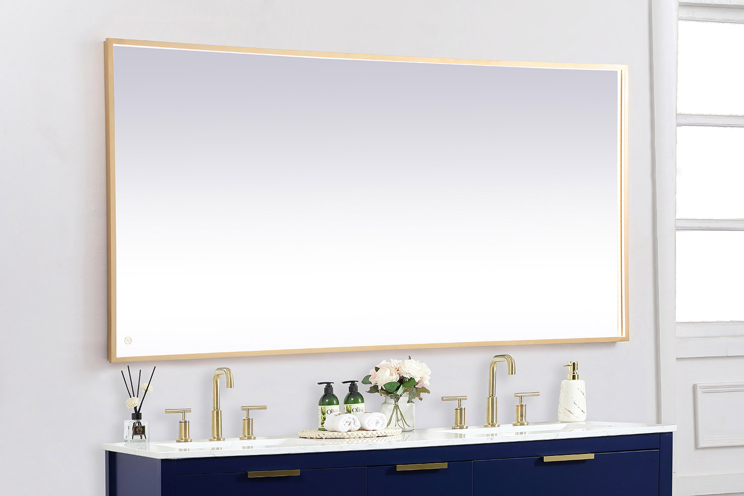 Elegant Wall Mirror - Brass, D 72", H 36" (MRE63672BR)