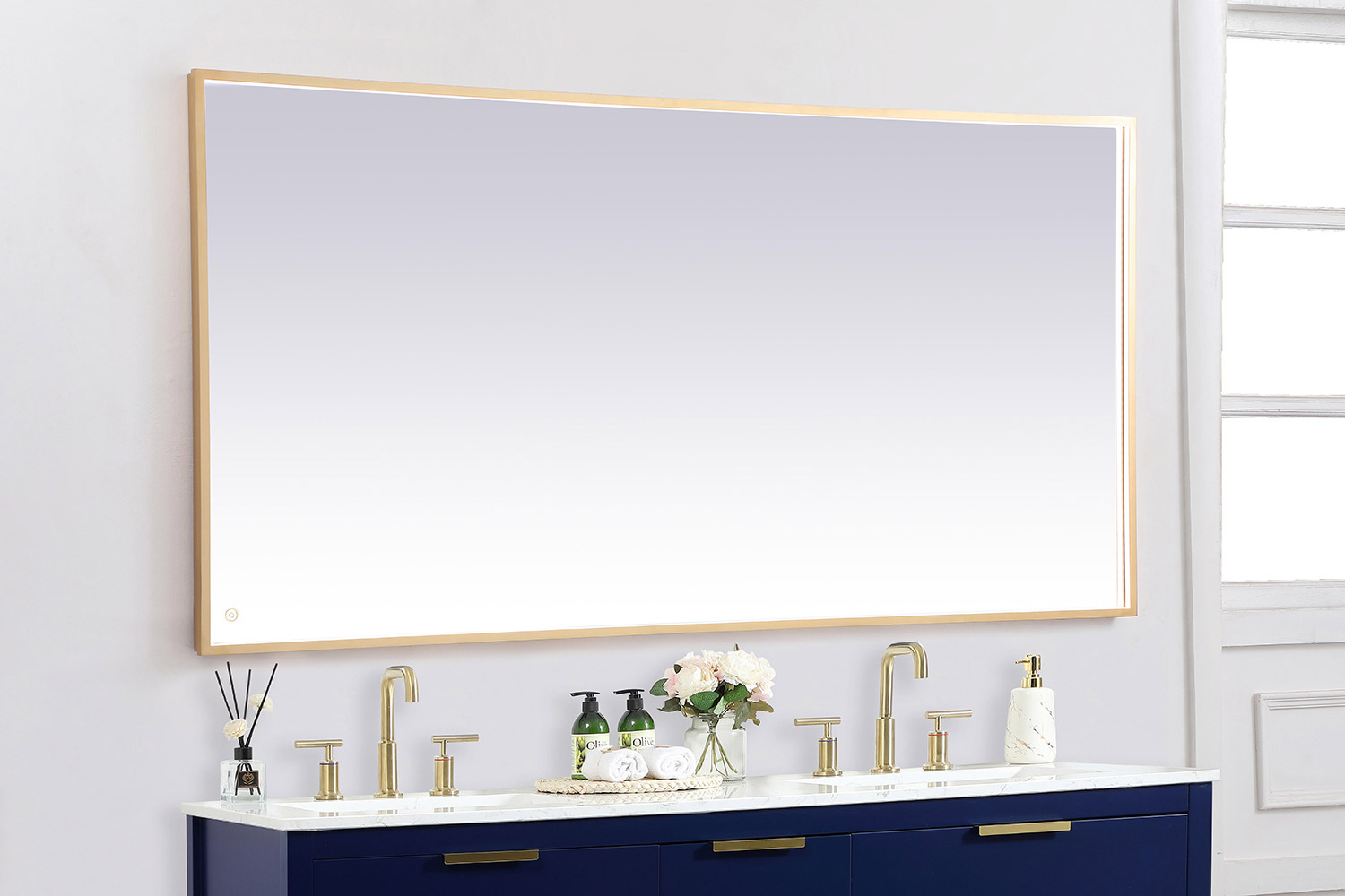 Elegant Wall Mirror - Brass, D 72", H 36" (MRE63672BR)