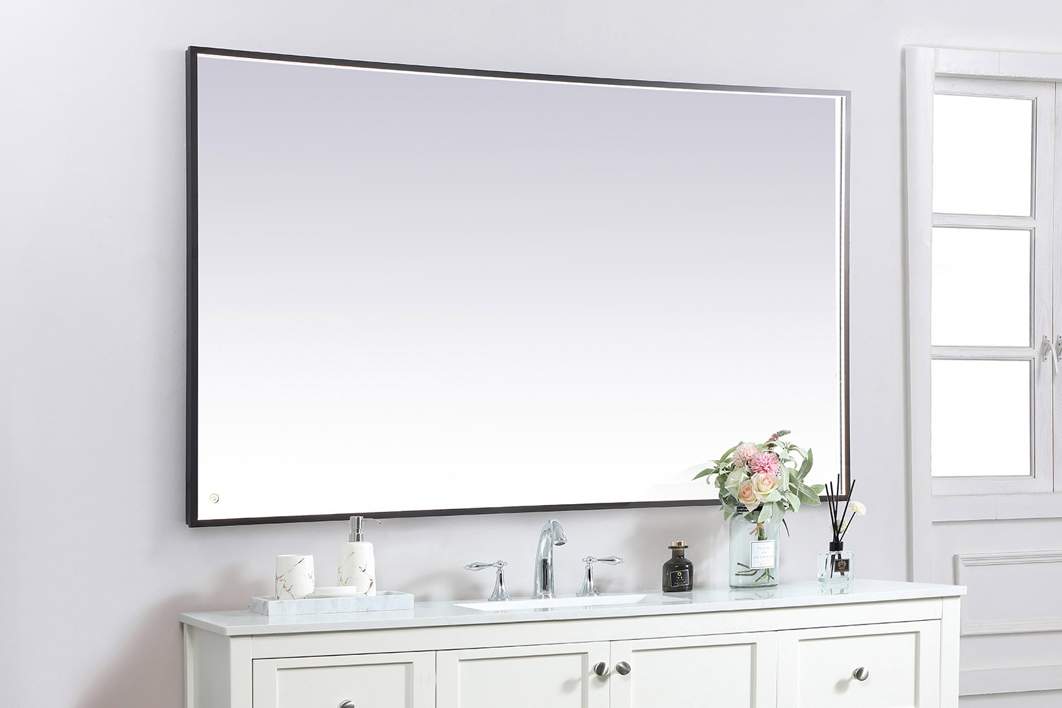 Elegant Wall Mirror - Black, D 72", H 42" (MRE64272BK)