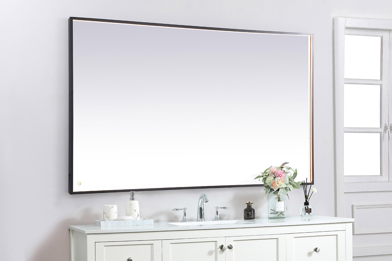 Elegant Wall Mirror - Black, D 72", H 42" (MRE64272BK)