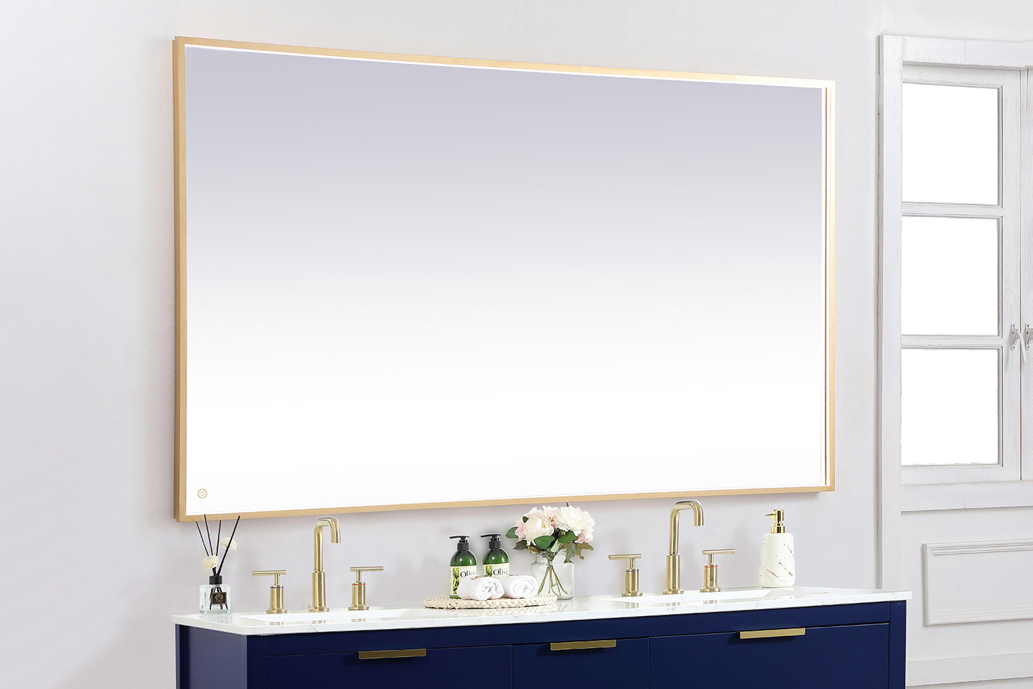 Elegant Wall Mirror - Brass, D 72", H 42" (MRE64272BR)