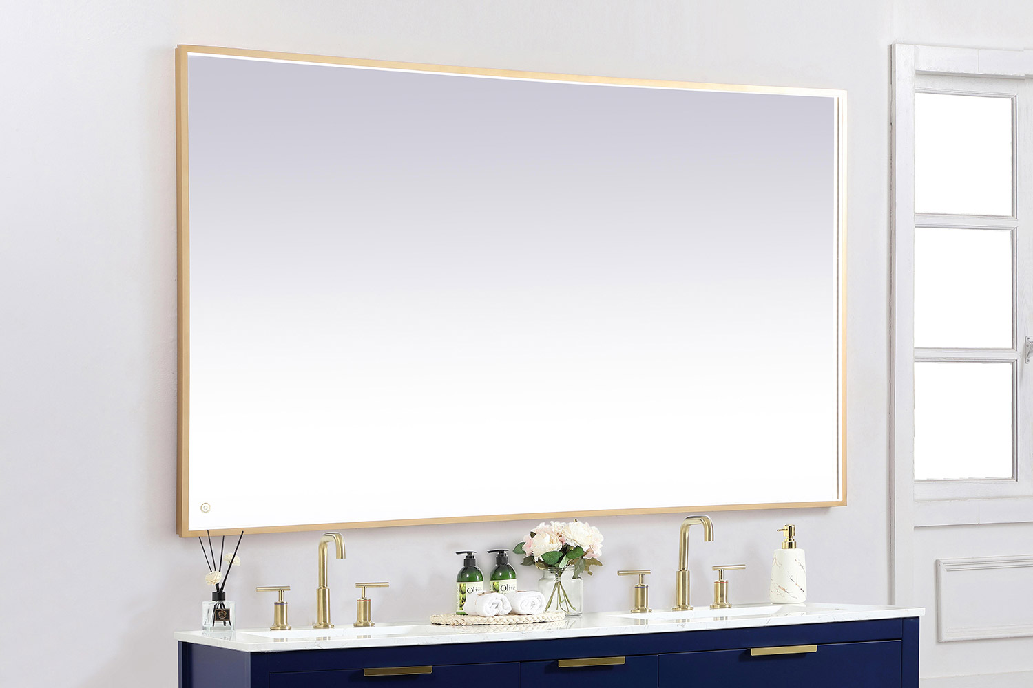 Elegant Wall Mirror - Brass, D 72", H 42" (MRE64272BR)