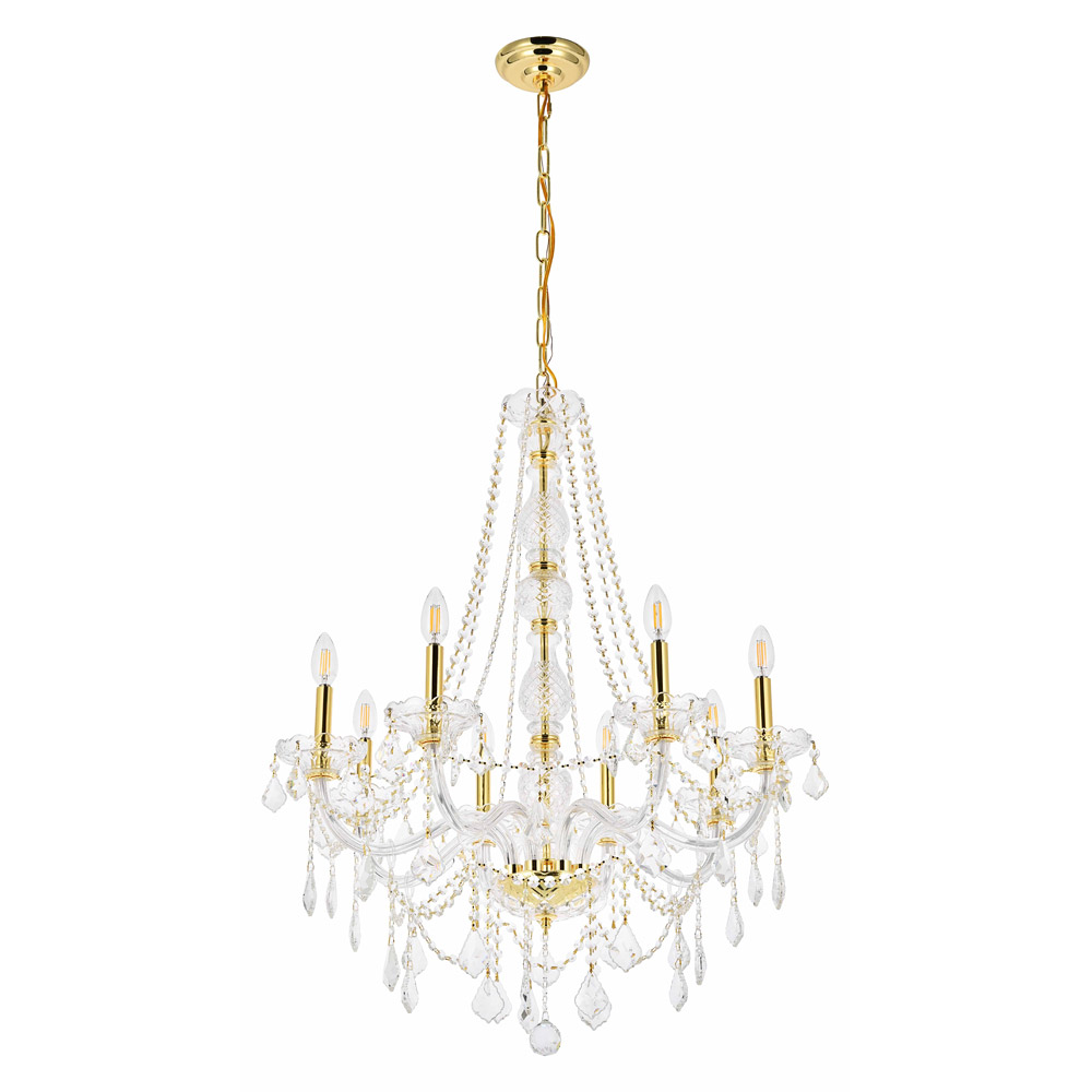 Elegant Chandelier - Gold, L 28" (V7858D28G-RC)