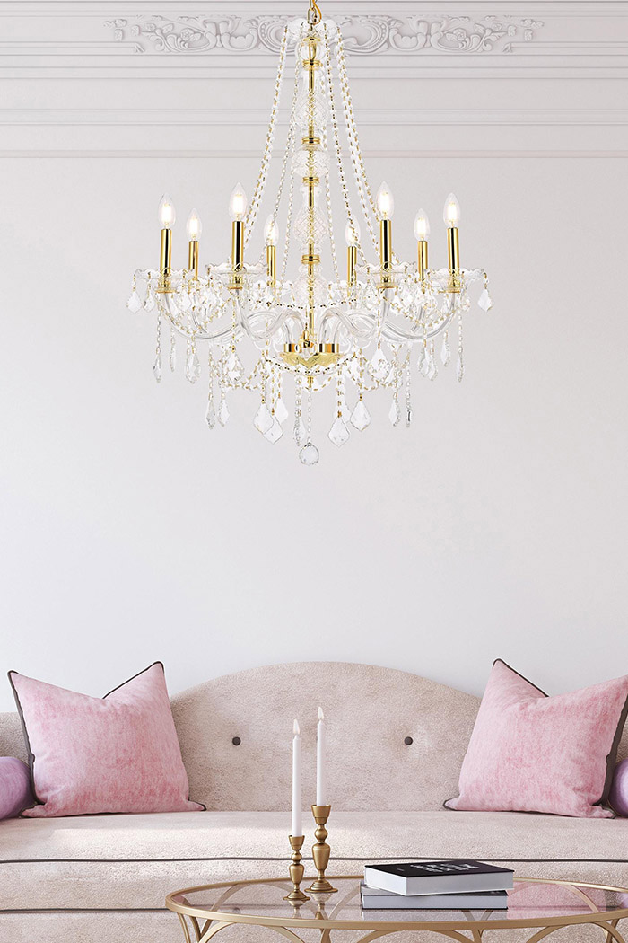 Elegant Chandelier - Gold, L 28" (V7858D28G-RC)