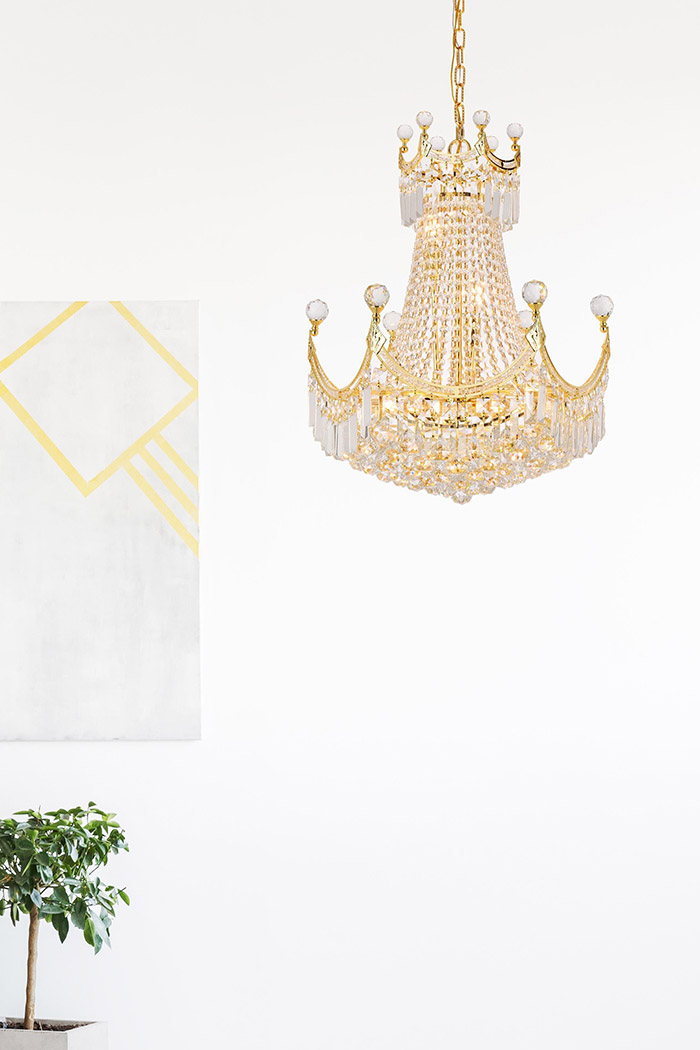 Elegant Chandelier - Gold, L 20" (V8949D20G-RC)