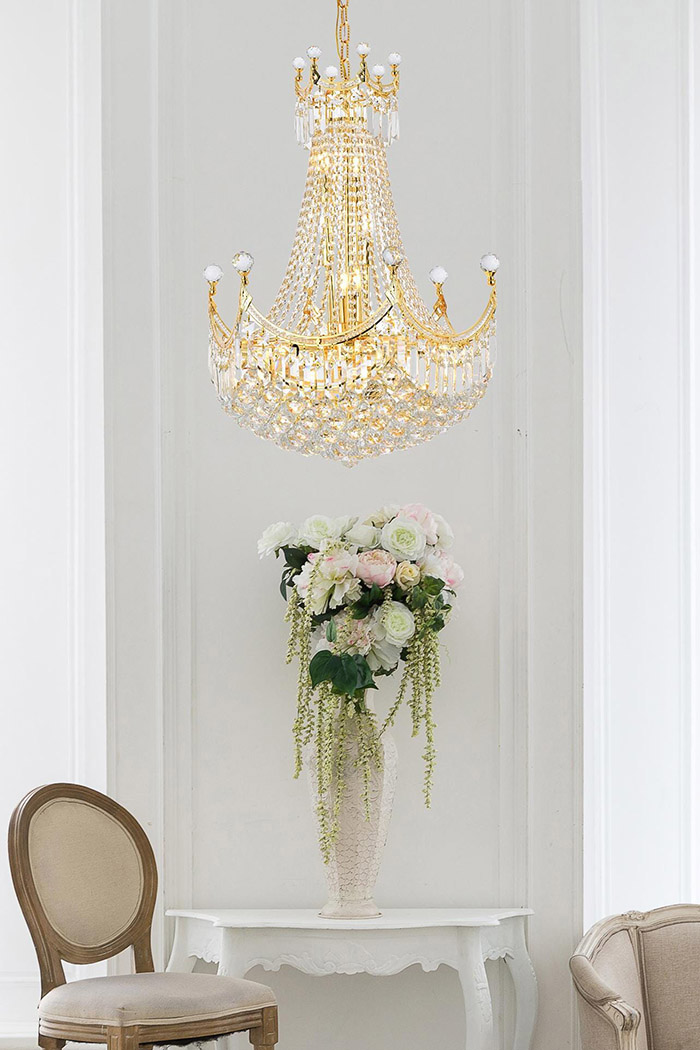 Elegant Chandelier - Gold, L 24" (V8949D24G-RC)