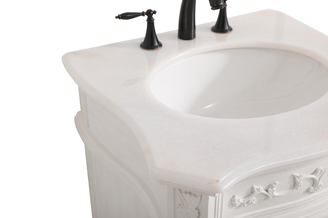 Elegant 24" Single Bathroom Vanity Set - Antique White (VF-1031AW)