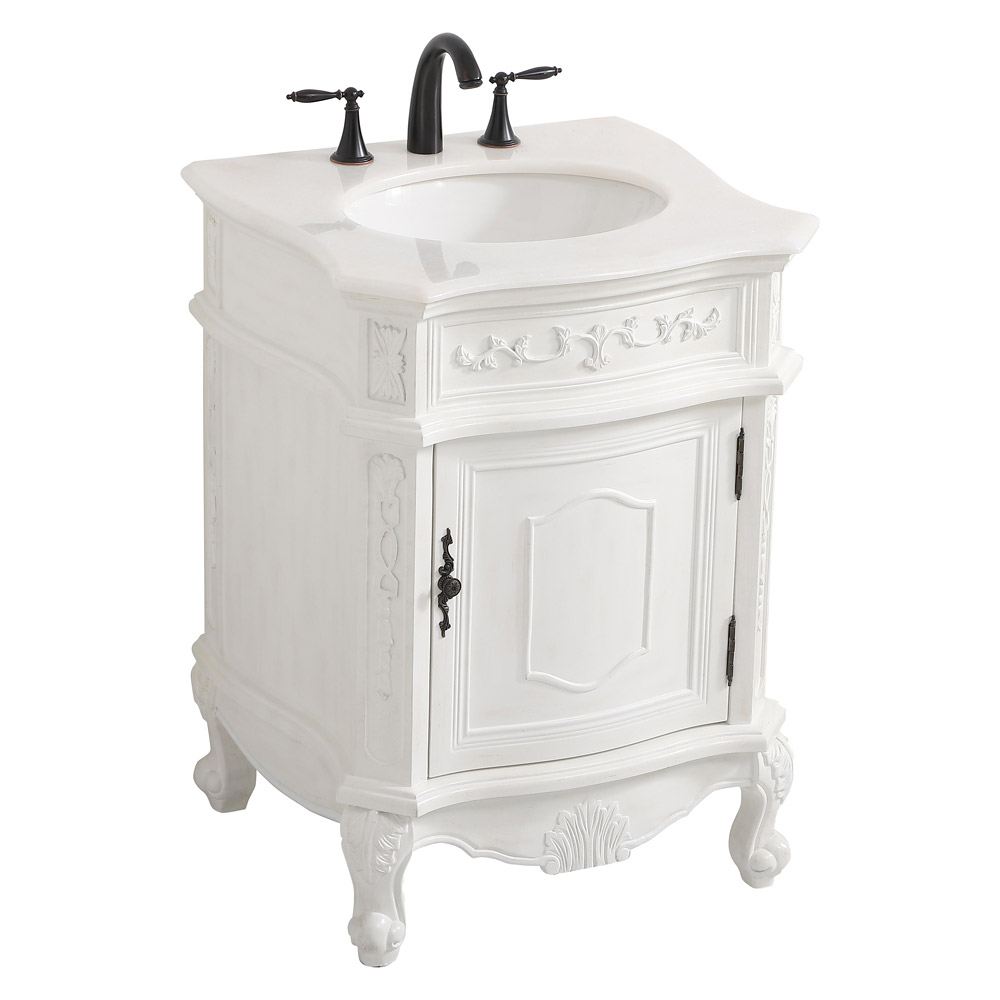 Elegant 24" Single Bathroom Vanity Set - Antique White (VF-1031AW)