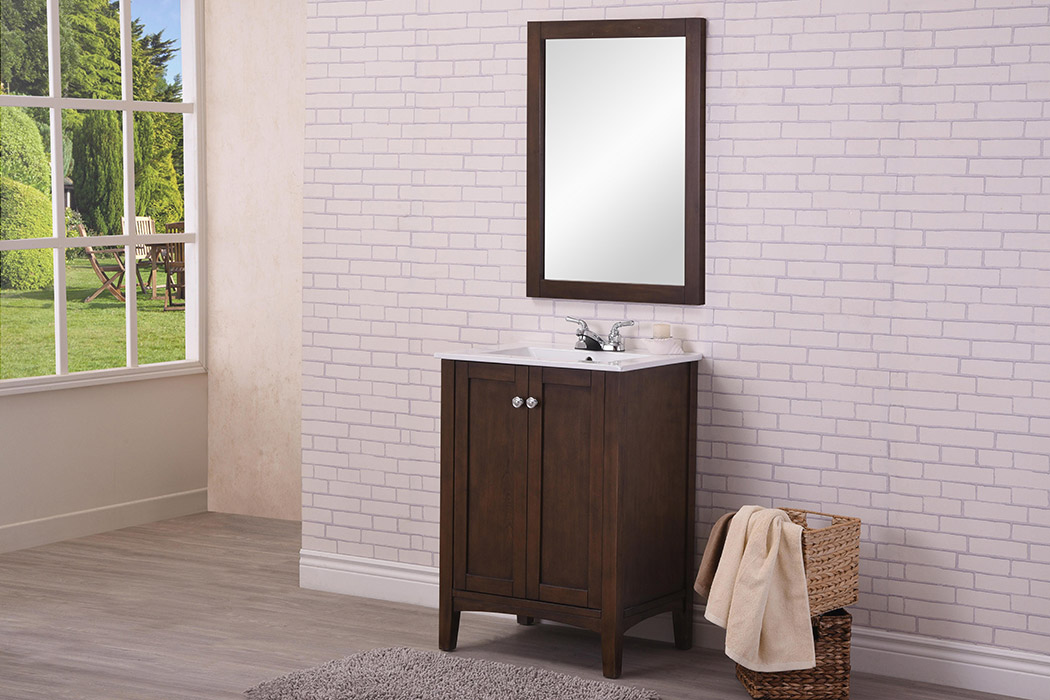 Elegant Mod 24" Free Standing Single Bathroom Vanity Set - Brown (VF-2007)