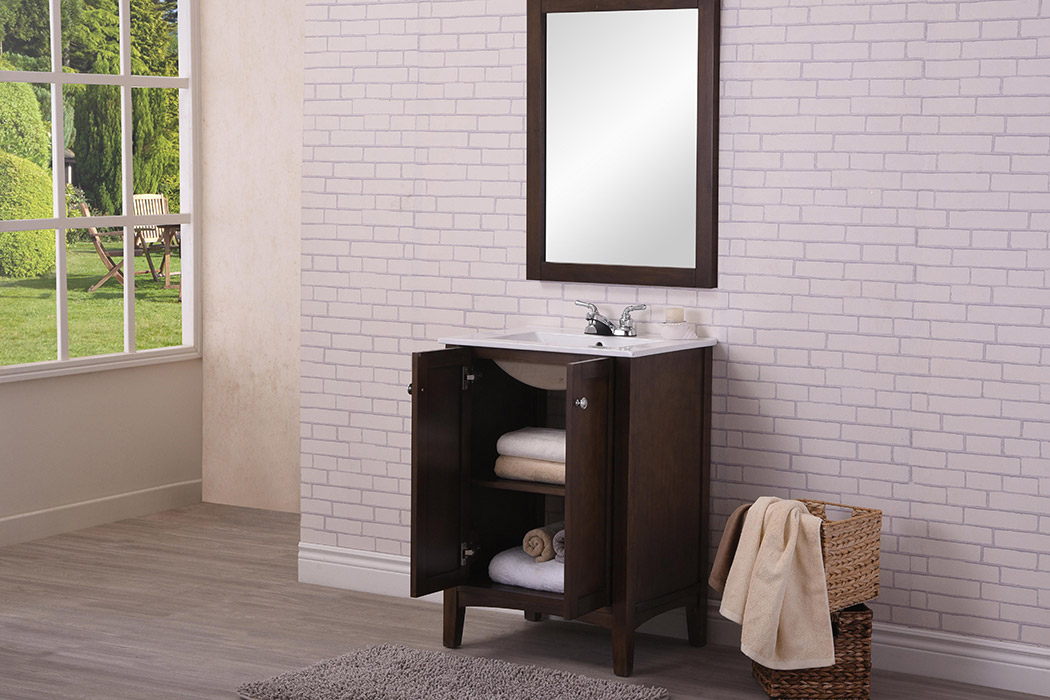 Elegant Mod 24" Free Standing Single Bathroom Vanity Set - Brown (VF-2007)