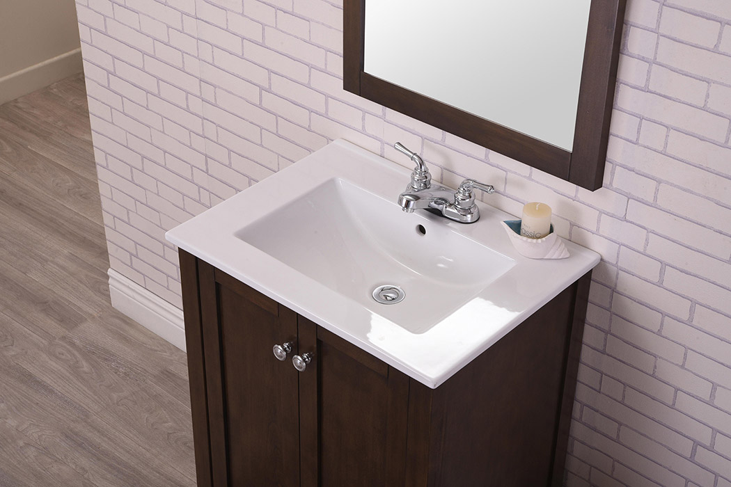 Elegant Mod 24" Free Standing Single Bathroom Vanity Set - Brown (VF-2007)