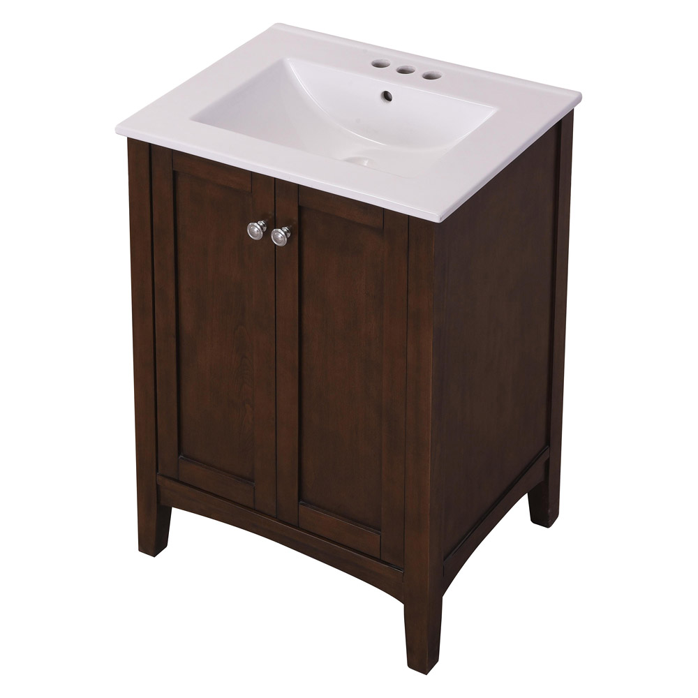 Elegant Mod 24" Free Standing Single Bathroom Vanity Set - Brown (VF-2007)