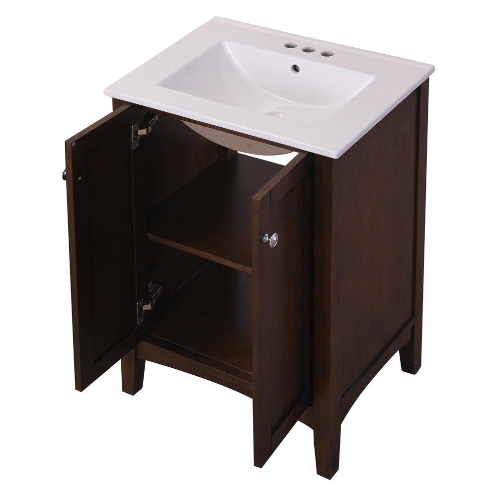 Elegant Mod 24" Free Standing Single Bathroom Vanity Set - Brown (VF-2007)