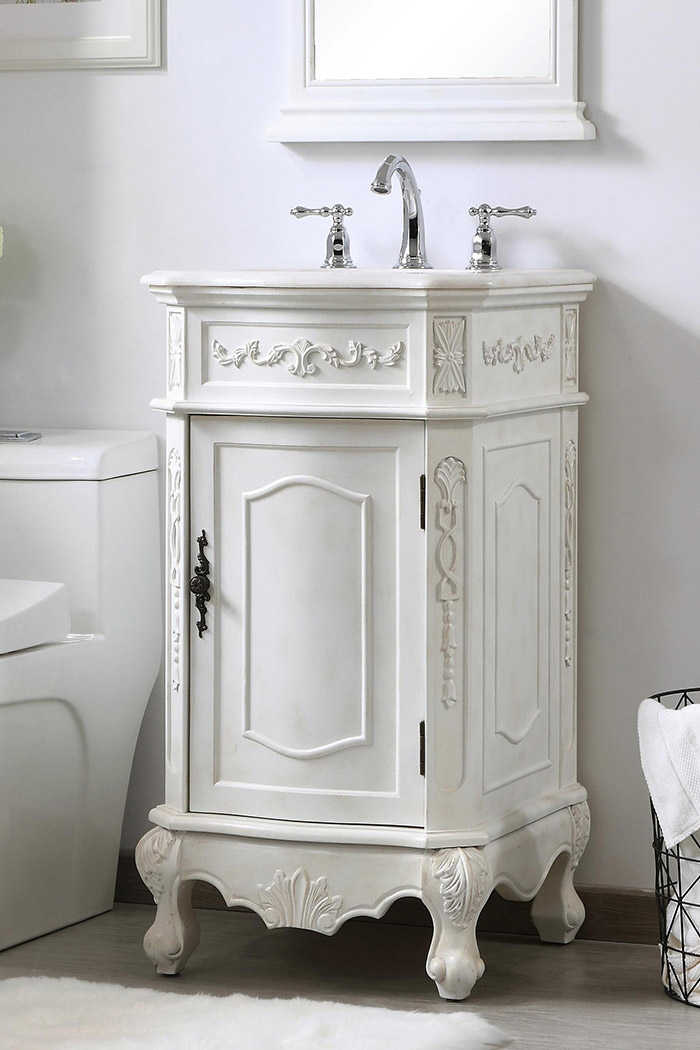 Elegant Danville Vanity Sink Set - Antique White, L 19" (VF10119AW)