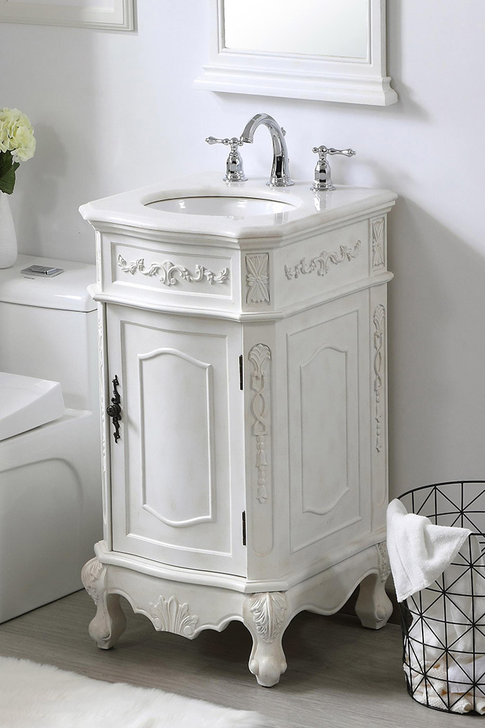 Elegant Danville Vanity Sink Set - Antique White, L 19" (VF10119AW)