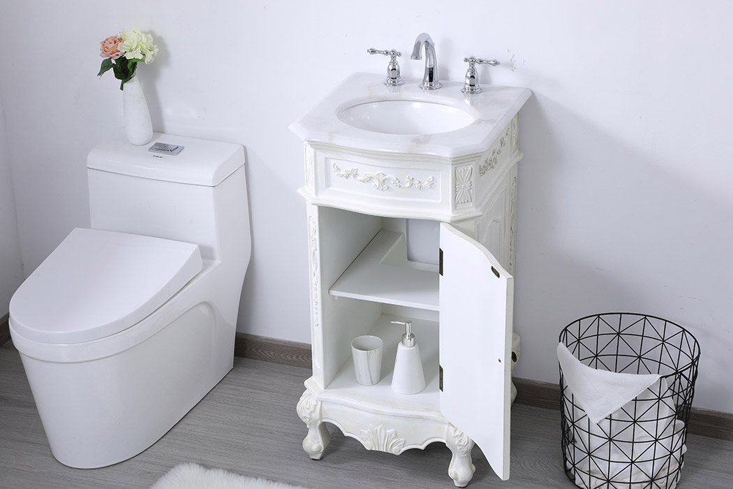 Elegant Danville Vanity Sink Set - Antique White, L 19" (VF10119AW)