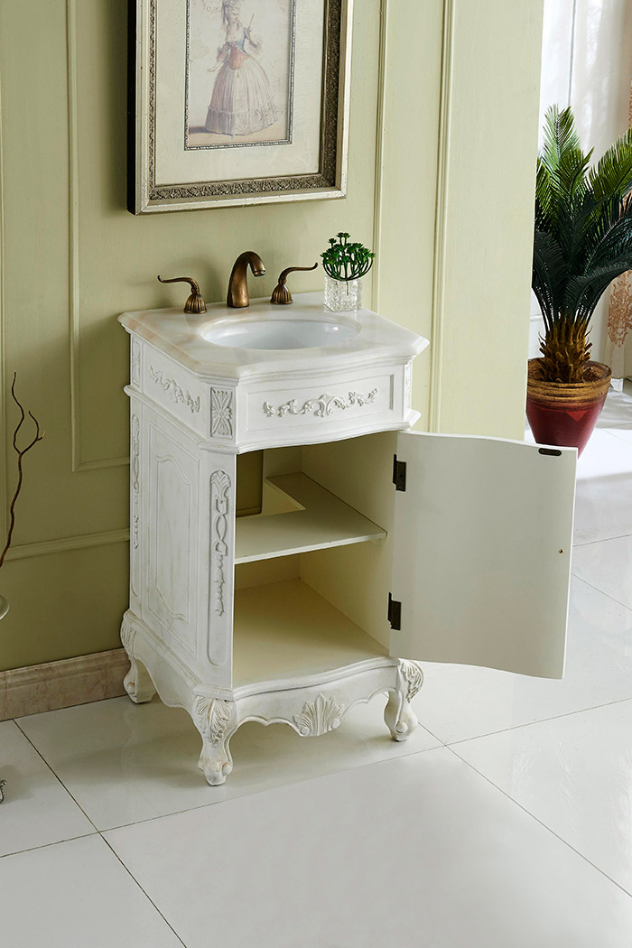 Elegant Vanity Sink Set - Antique White, L 21" (VF10121AW)