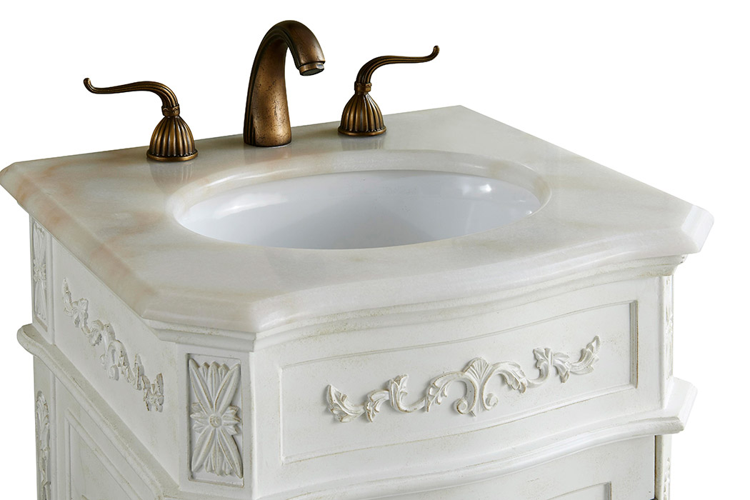 Elegant Vanity Sink Set - Antique White, L 21" (VF10121AW)