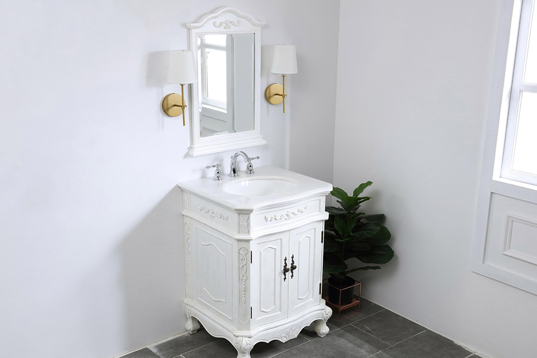 Elegant Danville Vanity Sink Set - Antique White, L 27" (VF10127AW)