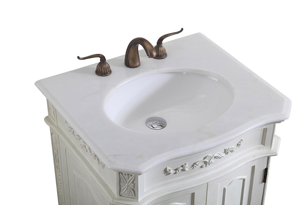 Elegant Danville Vanity Sink Set - Antique White, L 27" (VF10127AW)