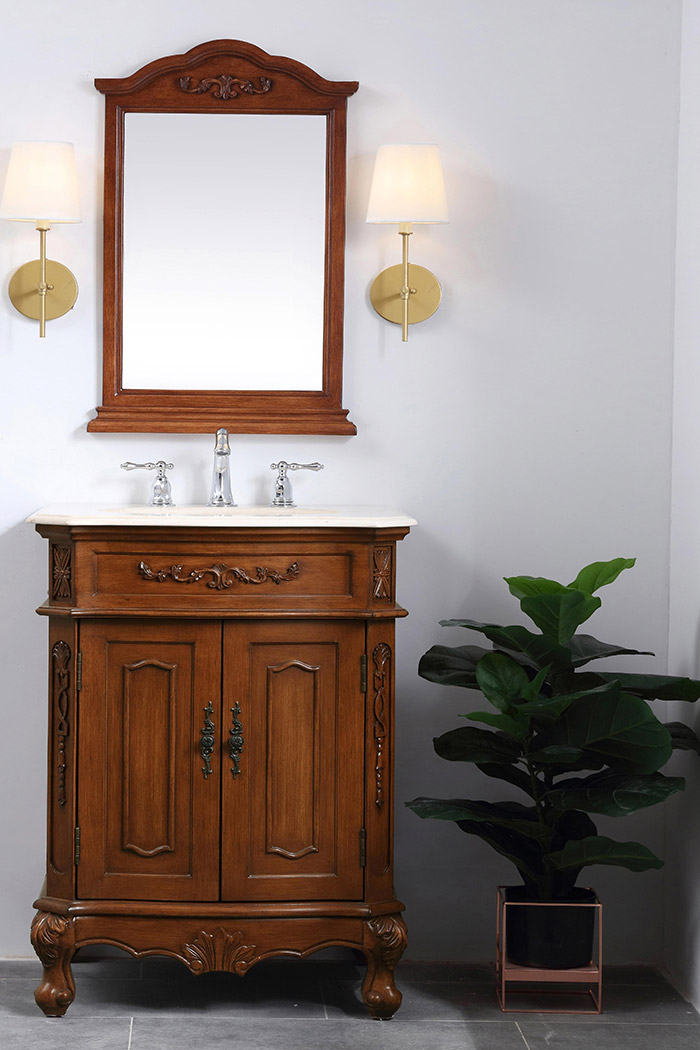 Elegant Danville Vanity Sink Set - Teak, L 27" (VF10127TK)