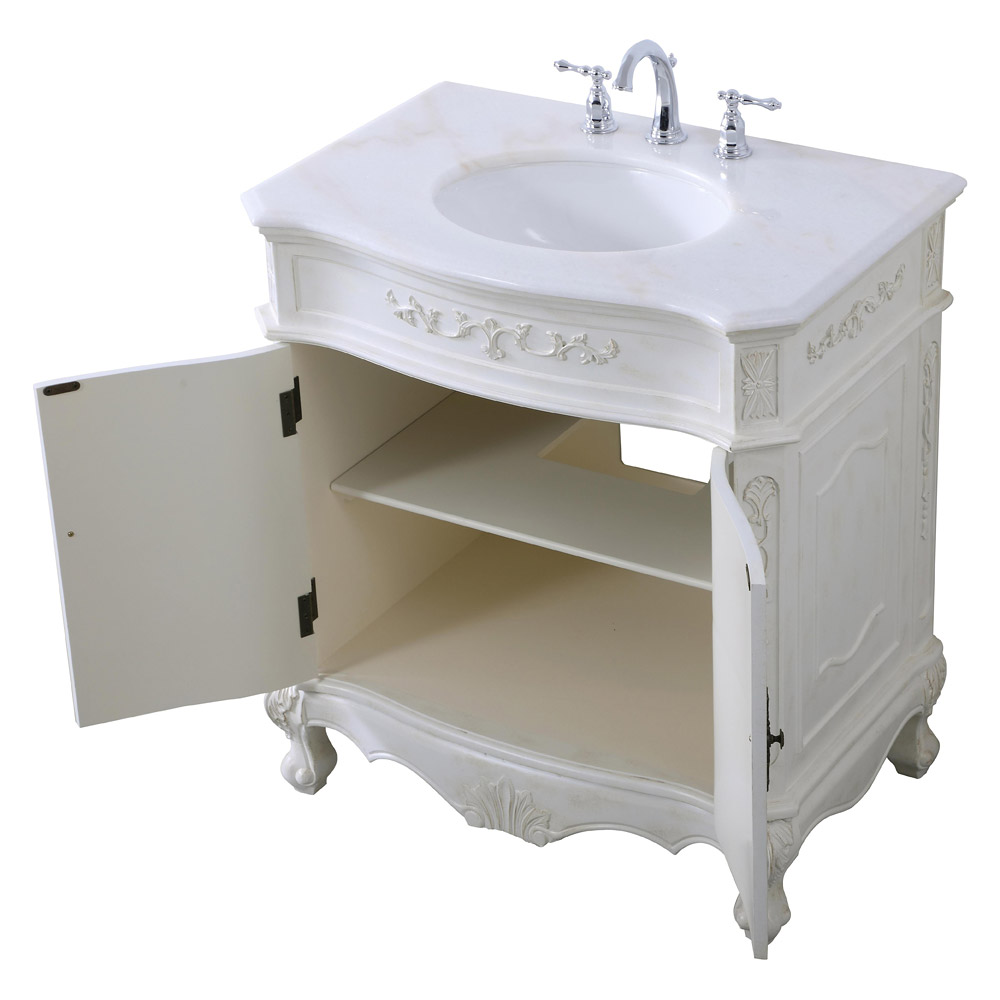 Elegant Danville Vanity Sink Set - Antique White, L 32" (VF10132AW)