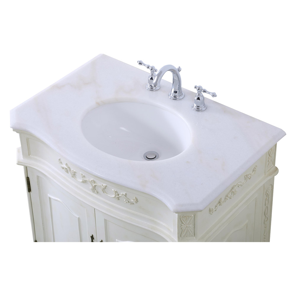 Elegant Danville Vanity Sink Set - Antique White, L 32" (VF10132AW)