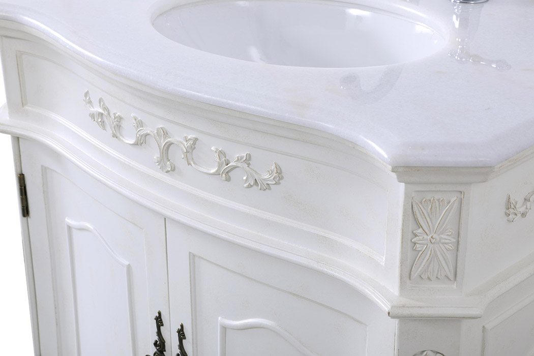 Elegant Danville Vanity Sink Set - Antique White, L 32" (VF10132AW)