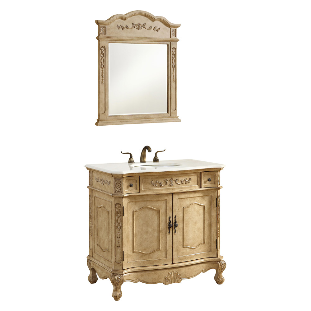 Elegant Danville Vanity Sink Set - Antique Beige, L 36" (VF10136AB)