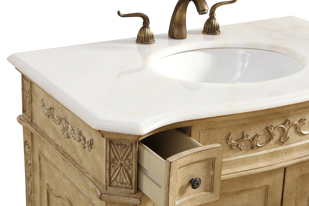 Elegant Danville Vanity Sink Set - Antique Beige, L 36" (VF10136AB)