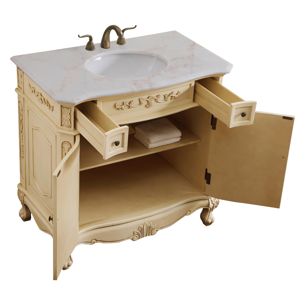 Elegant Danville Vanity Sink Set - Light Antique Beige, L 36" (VF10136LT)