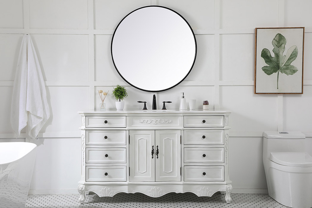 Elegant Danville Single Vanity Sink Set - Antique White (VF10160AW)