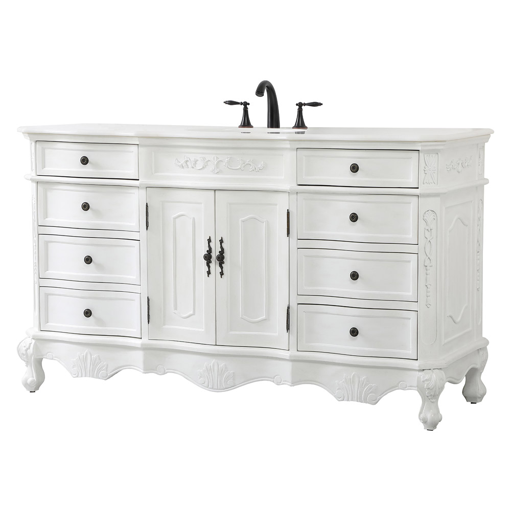 Elegant Danville Single Vanity Sink Set - Antique White (VF10160AW)