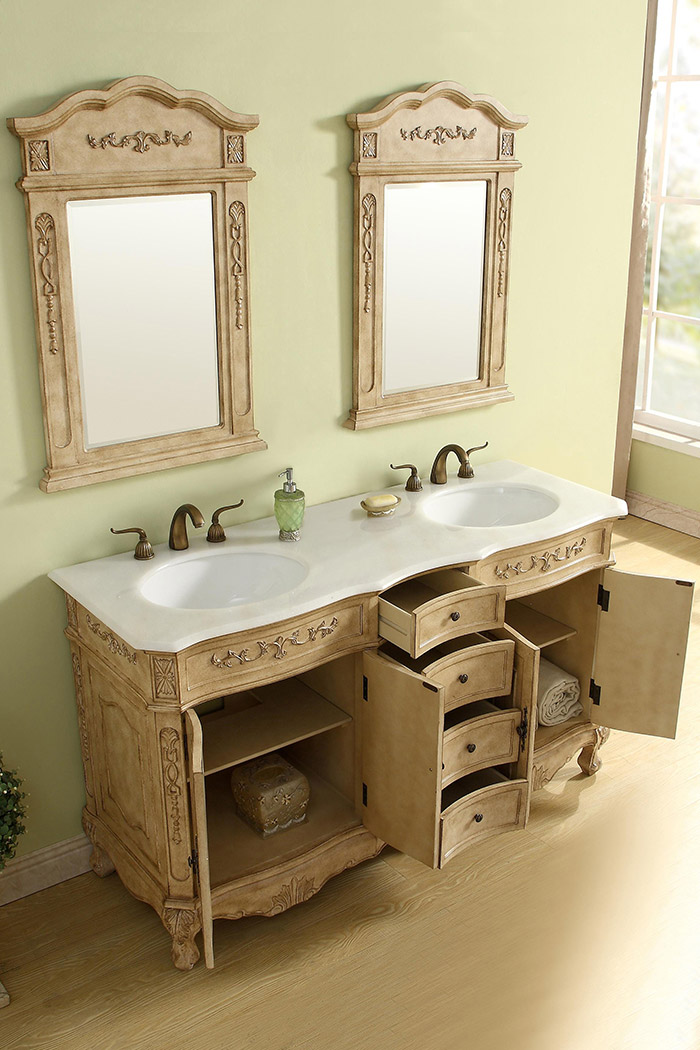 Elegant Danville Double Vanity Sink Set - Antique Beige (VF10160DAB)