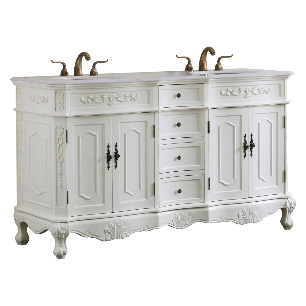 Elegant Danville Double Vanity Sink Set - Antique White (VF10160DAW)