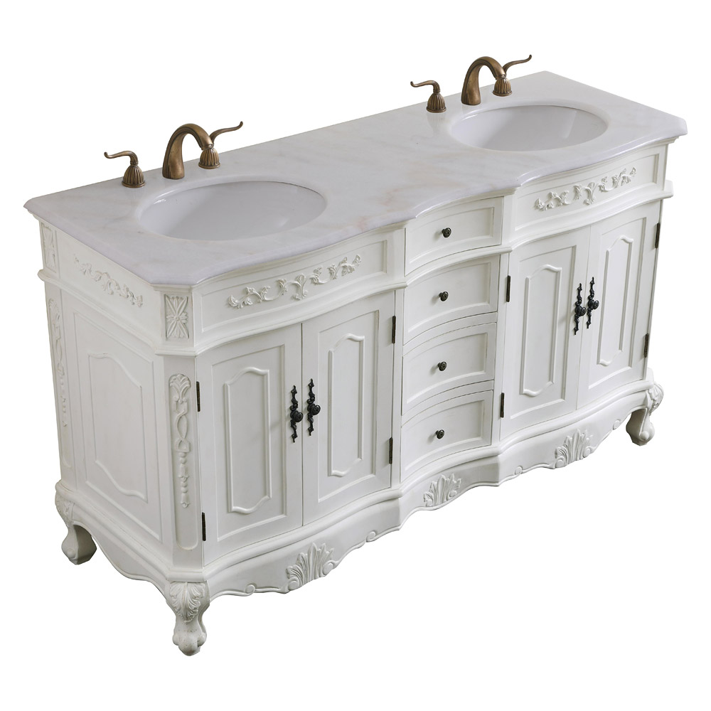 Elegant Danville Double Vanity Sink Set - Antique White (VF10160DAW)