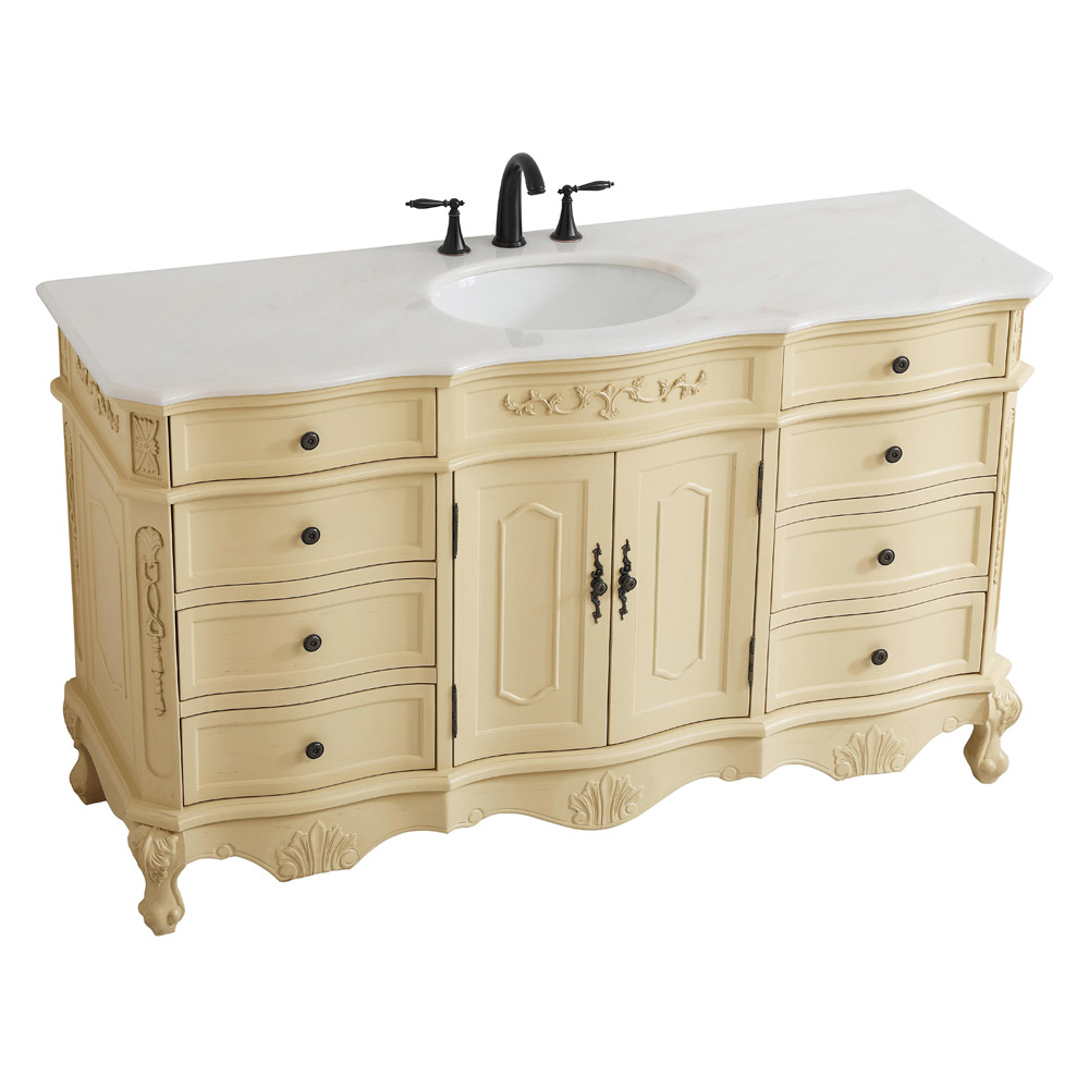 Elegant Danville Single Vanity Sink Set - Light Antique Beige (VF10160LT)