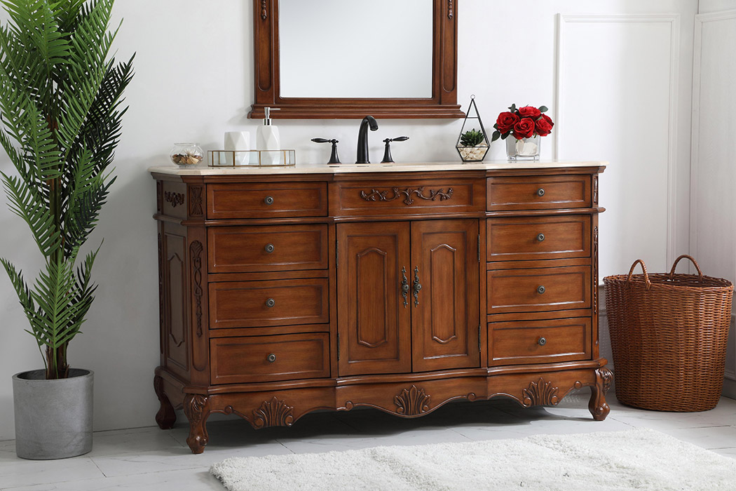 Elegant Danville Single Vanity Sink Set - Teak (VF10160TK)