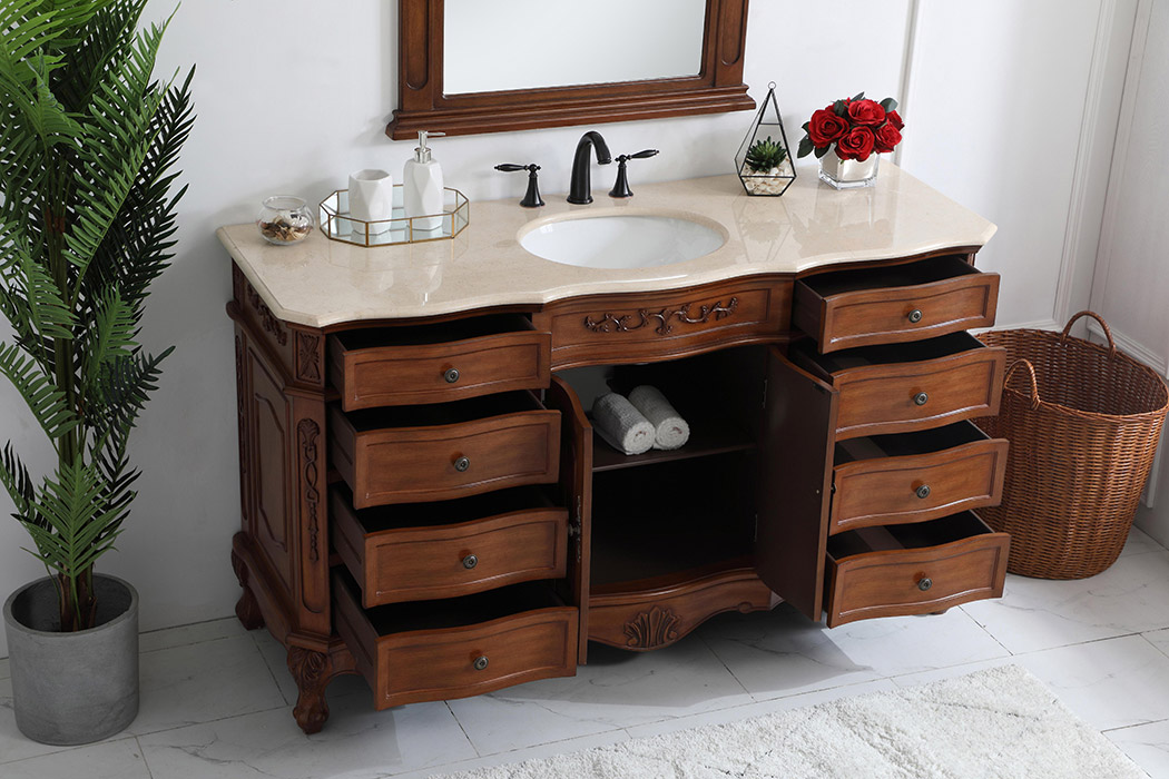 Elegant Danville Single Vanity Sink Set - Teak (VF10160TK)