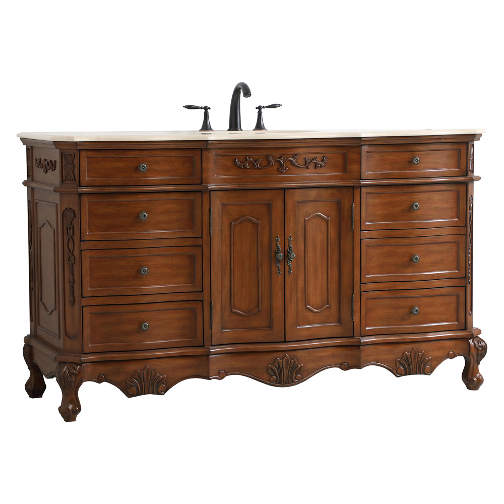 Elegant Danville Single Vanity Sink Set - Teak (VF10160TK)