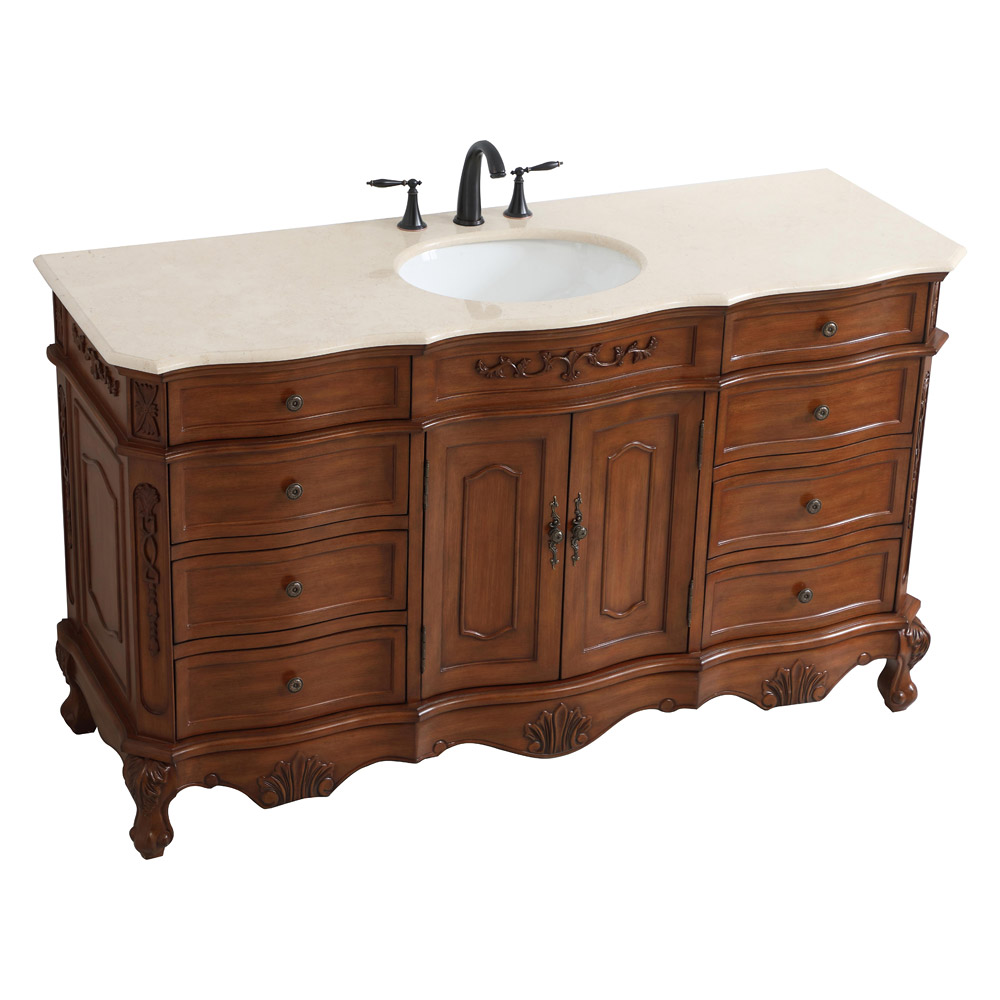 Elegant Danville Single Vanity Sink Set - Teak (VF10160TK)